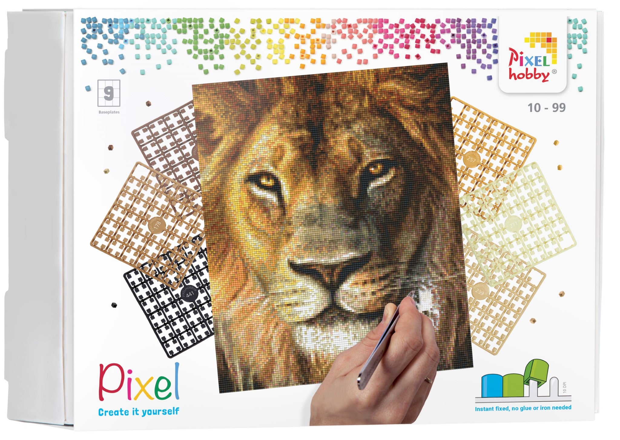 Pixelhobby Set mit 9 Basisplatten - Löwe