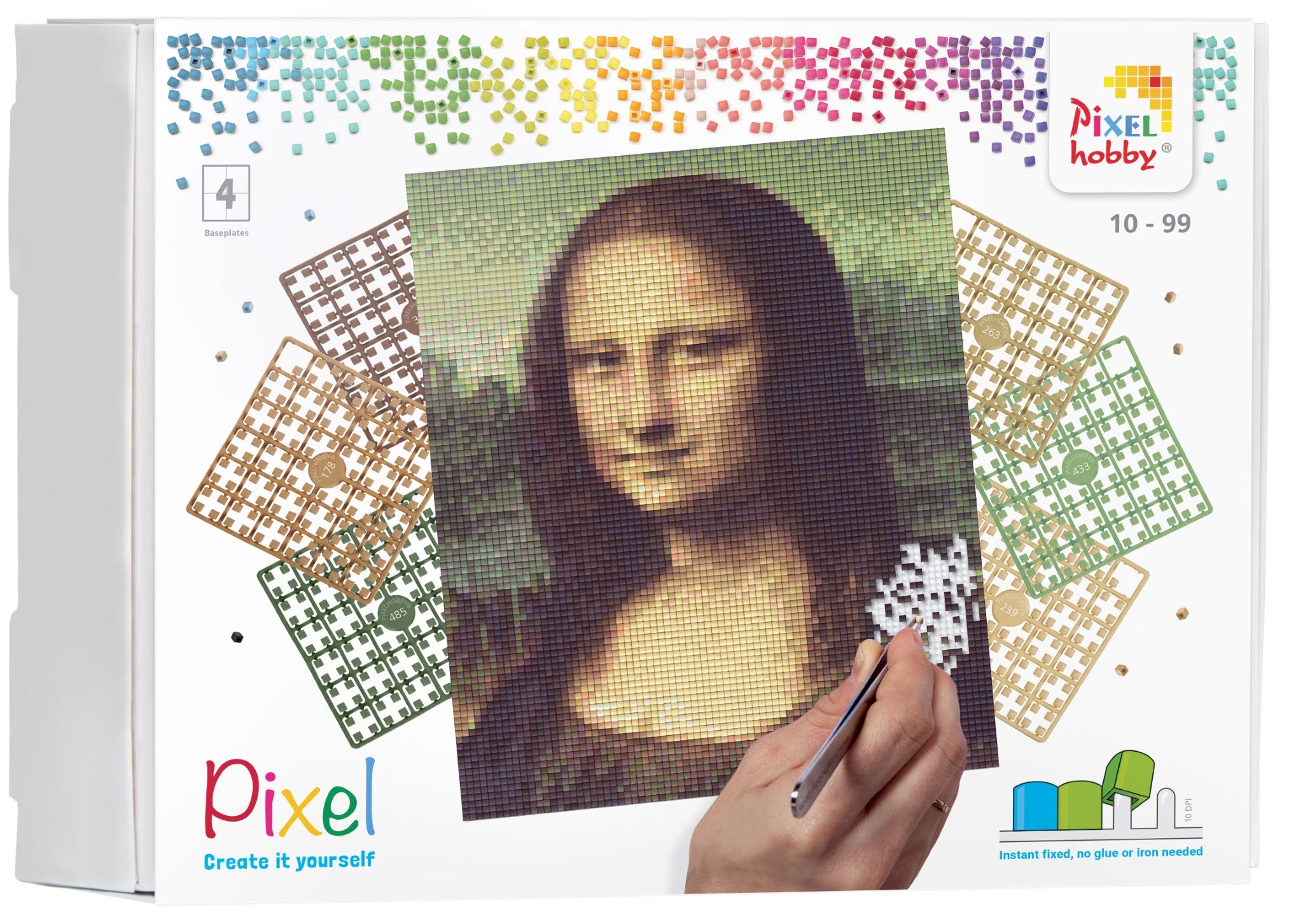 Pixelhobby Set mit 4 Basisplatten - Mona Lisa