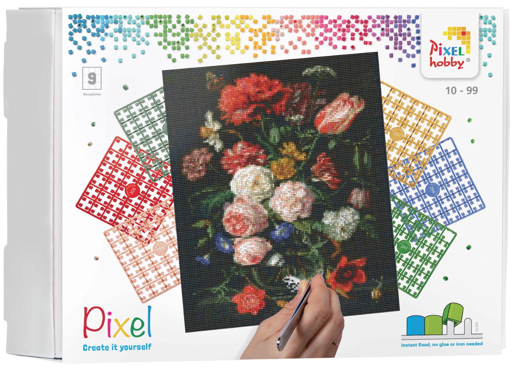 Pixelhobby Set mit 9 Basisplatten - Girlande von Blumen und Früchten