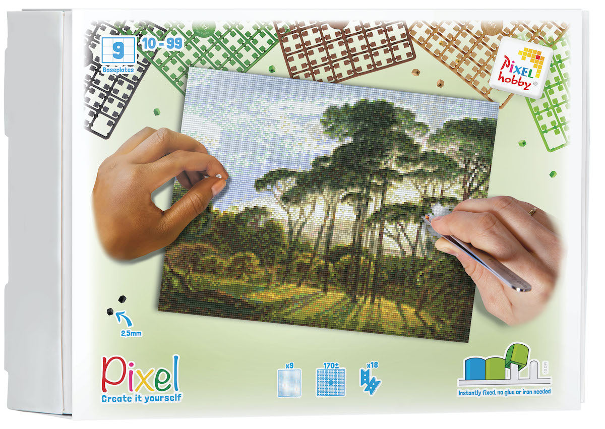 Pixelhobby Set mit 9 Basisplatten - Italienische Landschaft mit Mittelmeerkiefern