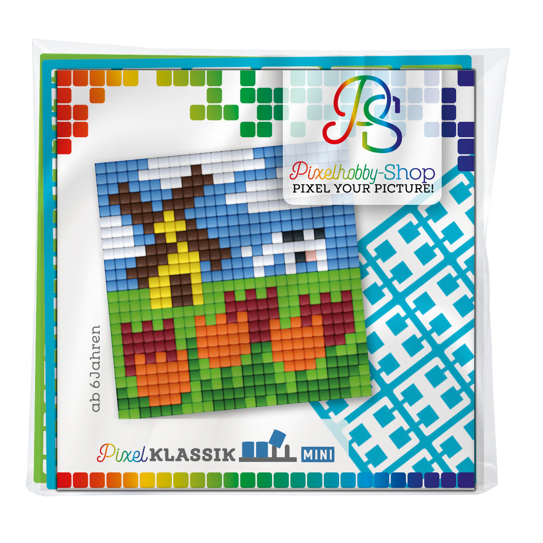 Pixelhobby Klassik (Mini) Magnet Set - Windmühle mit Tulpen