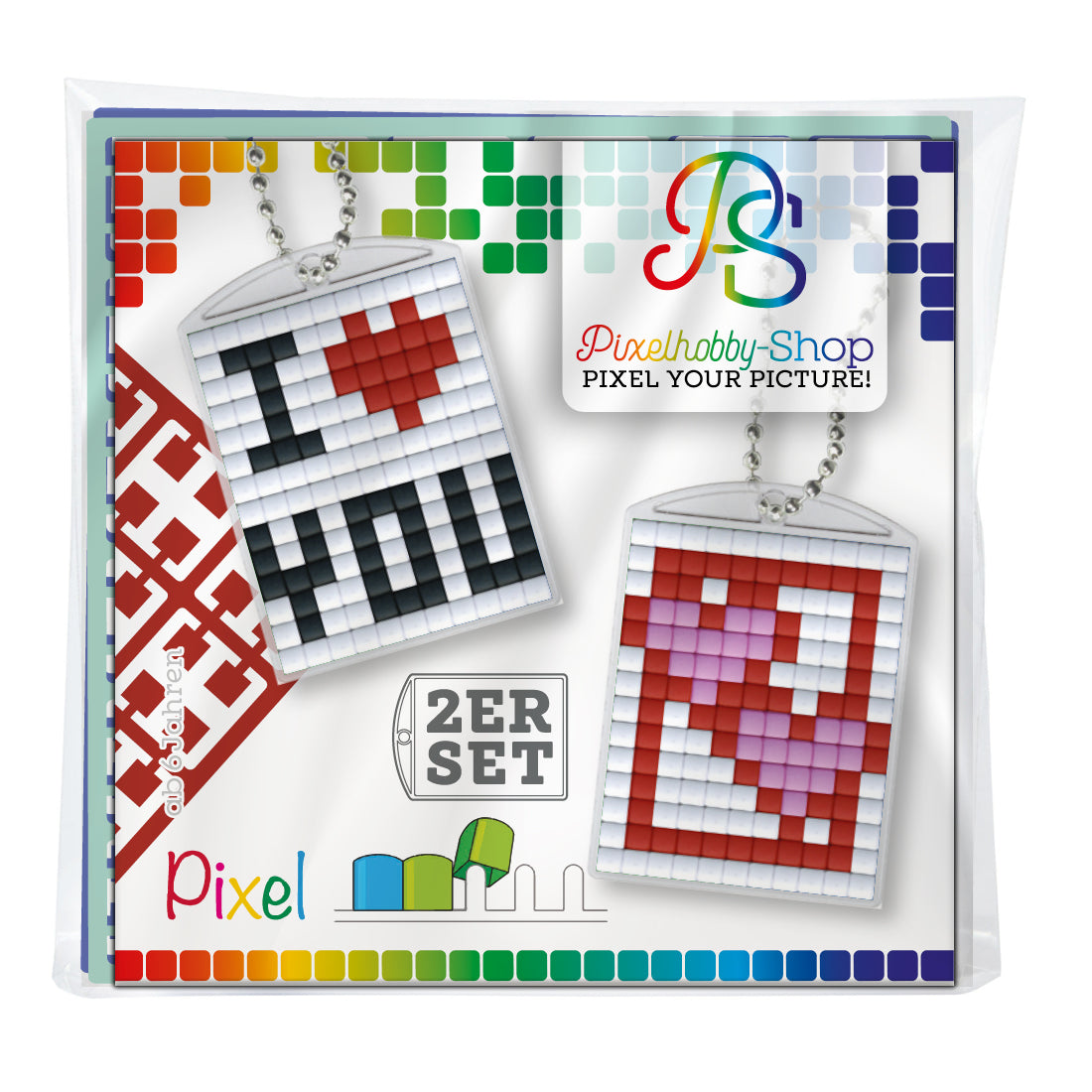 Pixelhobby medallion set of 2 - I love you
