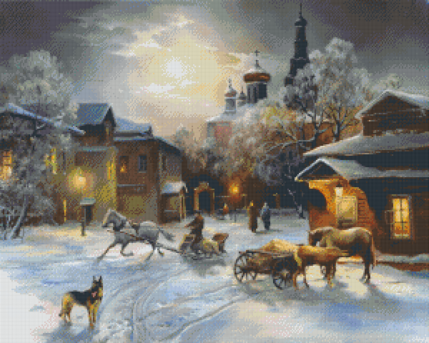 Pixelhobby Klassik Vorlage - Hof im Schnee