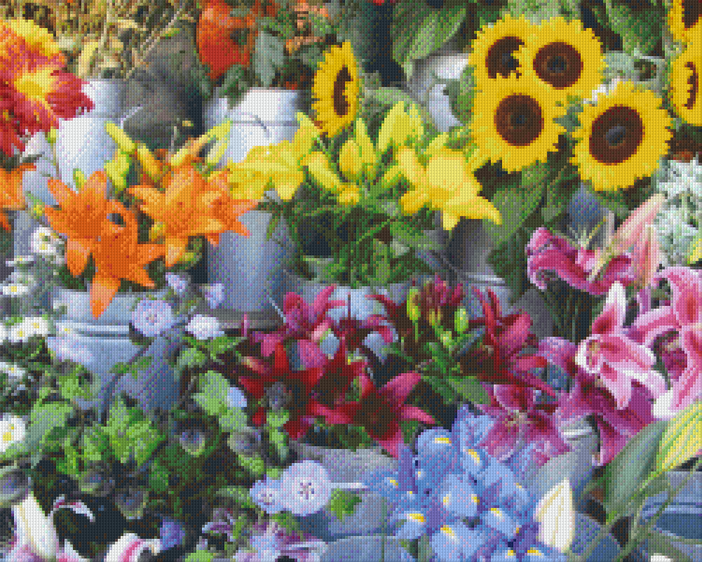 Pixelhobby Klassik Vorlage - viele Blumen