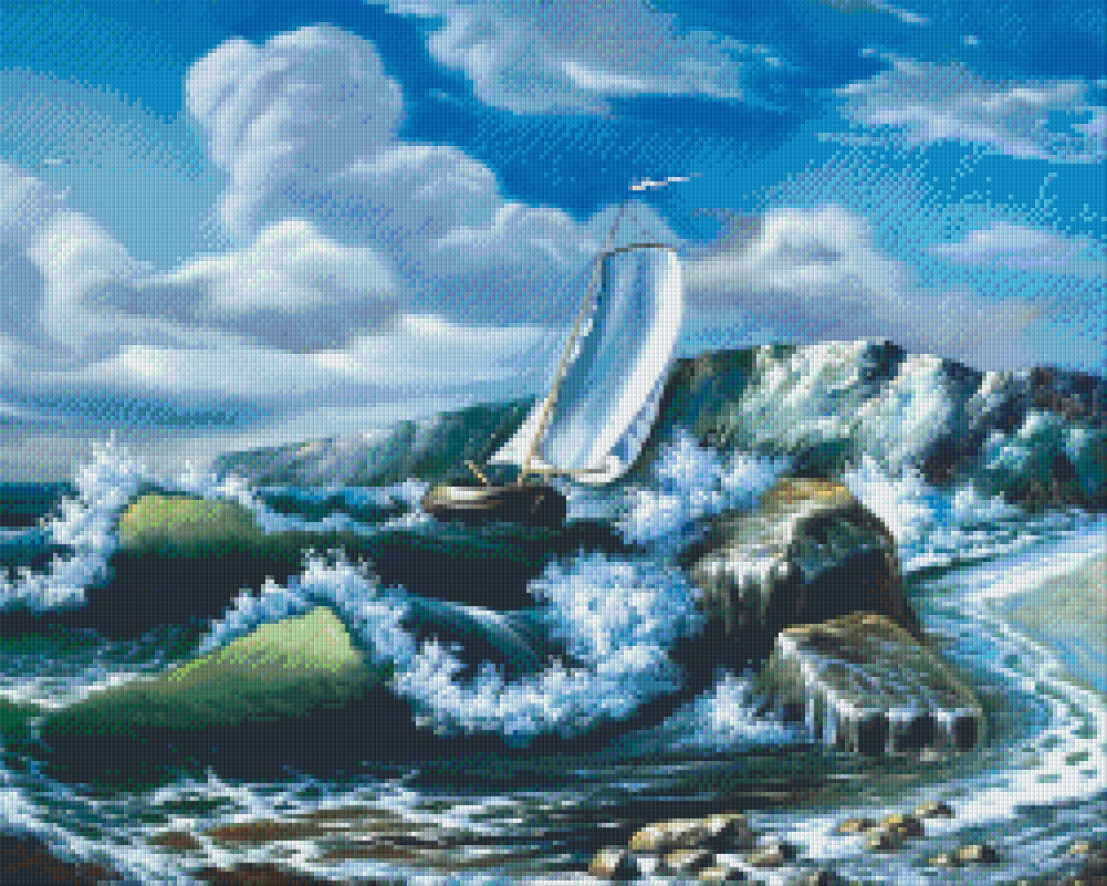Pixelhobby Klassik Vorlage - Segelschiff im Sturm
