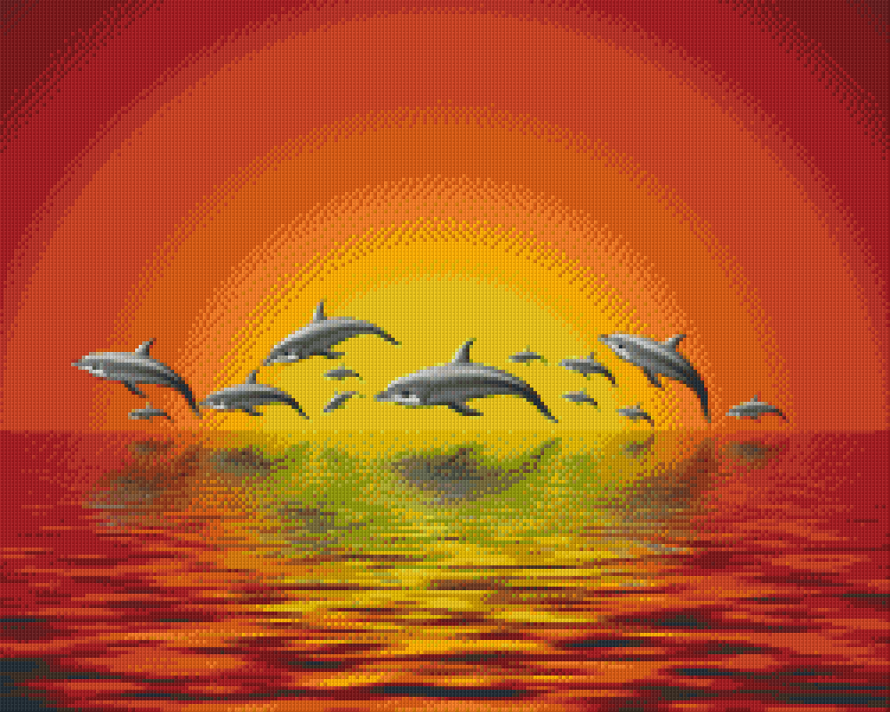 Pixel hobby classic set - dolphins in the sunset