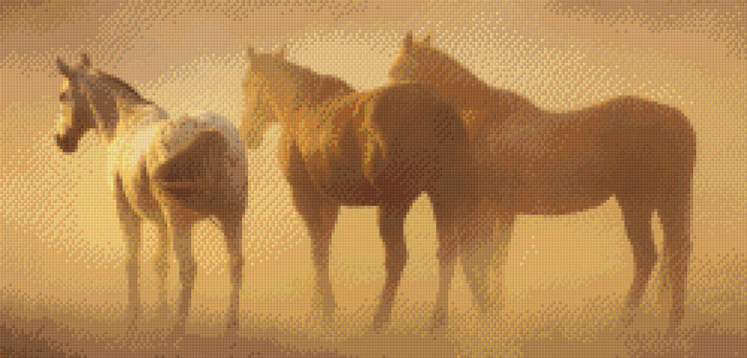 Pixelhobby Klassik Vorlage - Pferde im Sonnenuntergang