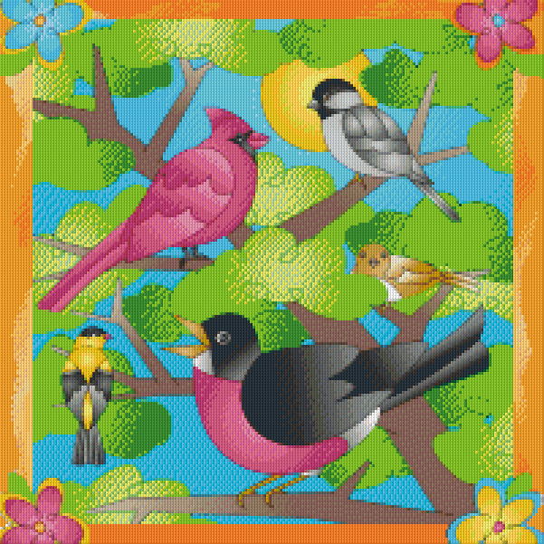Pixelhobby Klassik Vorlage - Colerfull Birds