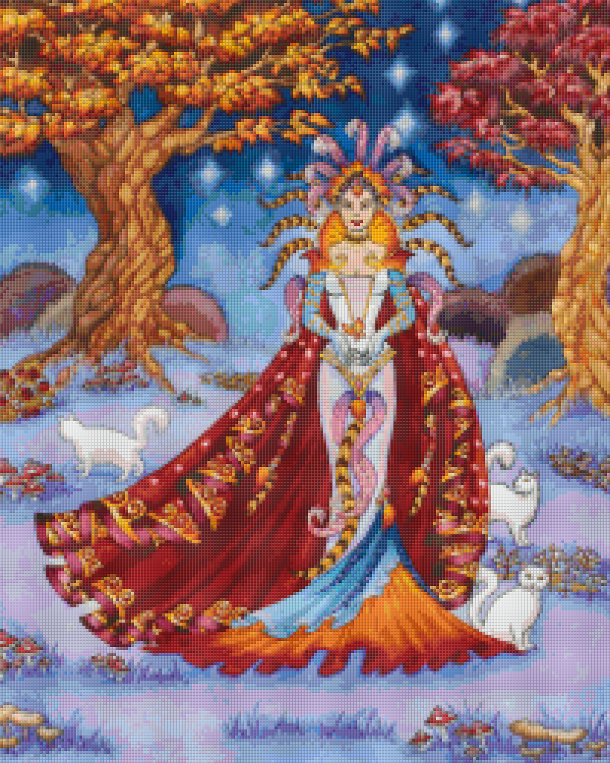 Pixelhobby Klassik Vorlage - Fantasy mit Katzen