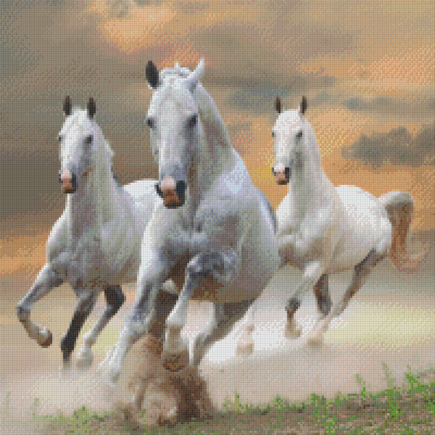 Pixelhobby Klassik Vorlage - Pferde im Galopp