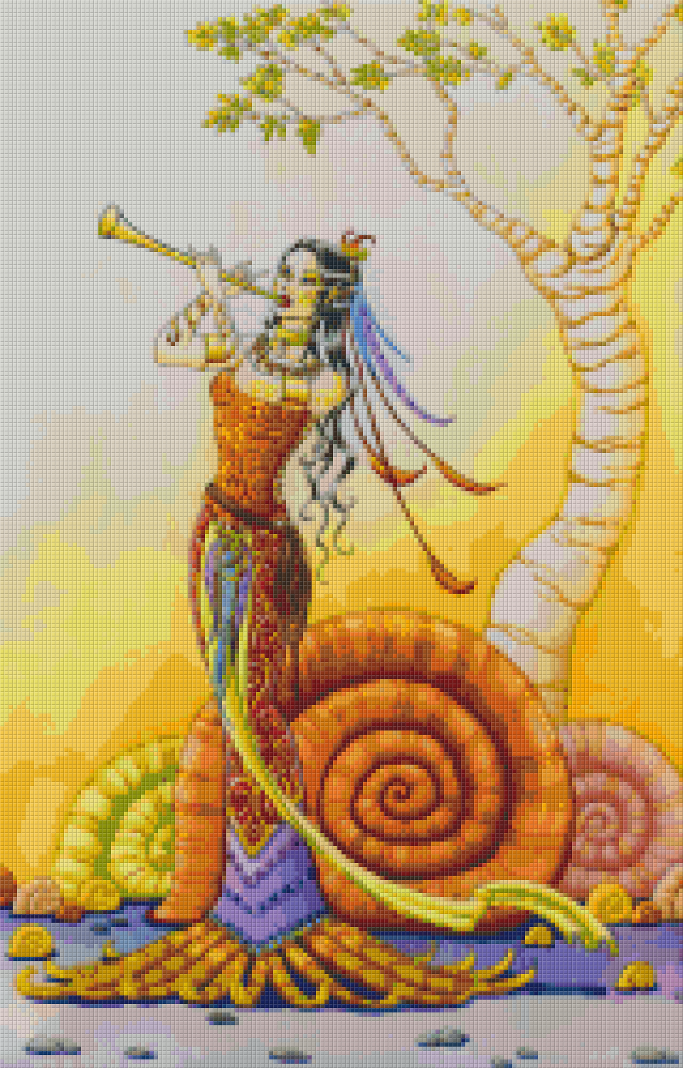 Pixelhobby Klassik Vorlage - Fantasie Blowing the Horn