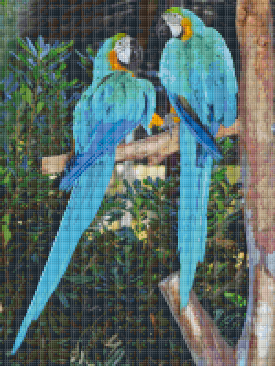 Pixelhobby Klassik Vorlage - Zwei blaue Papageien