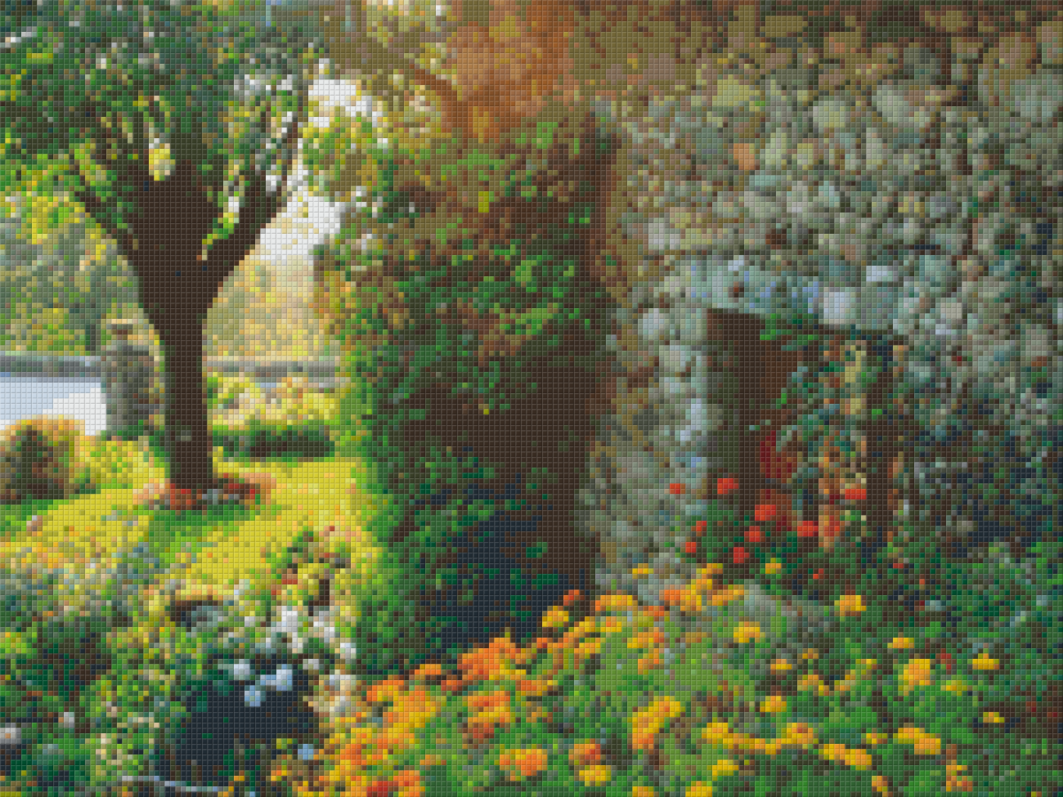 Pixelhobby Klassik Vorlage - Garten mit altem Haus