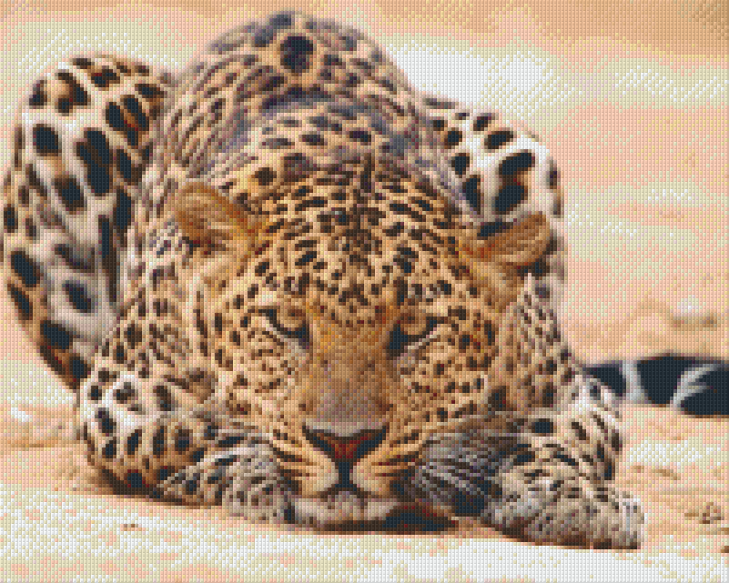 Pixelhobby Klassik Vorlage - wachsamer Leopard