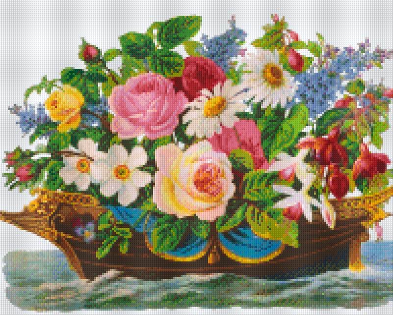 Pixelhobby Klassik Vorlage - Ein Schiff voller Blumen