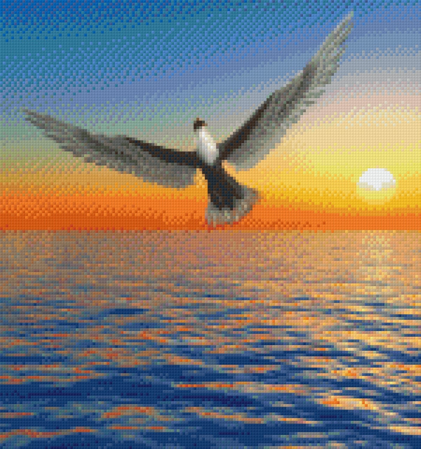Pixelhobby Klassik Vorlage - Vogel im Sonnenuntergang