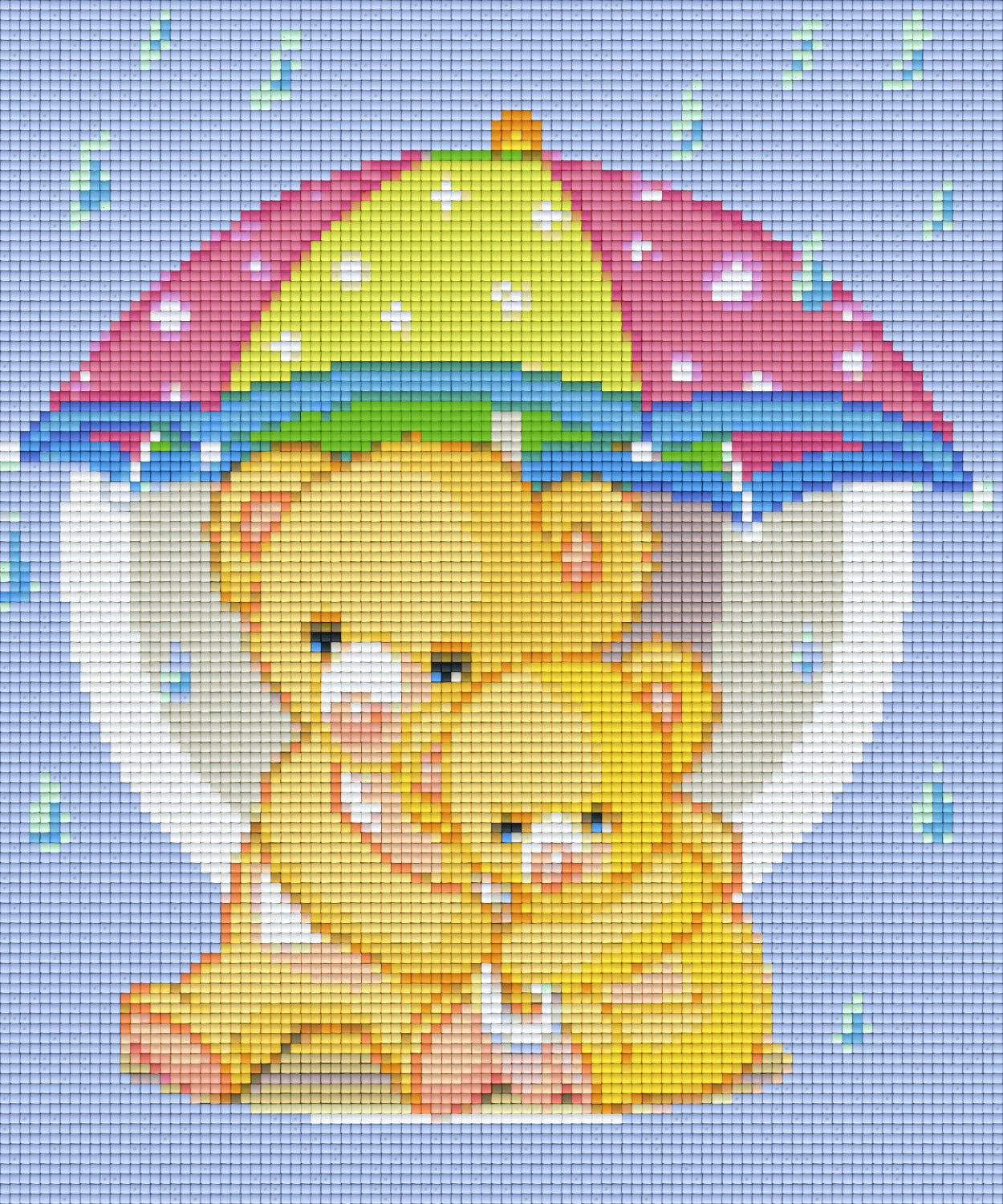 Pixelhobby Klassik Vorlage - Teddybären unter Regenschirm