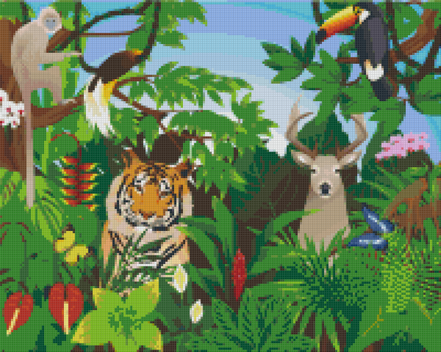 Pixelhobby Klassik Vorlage - Tiere im Dschungel