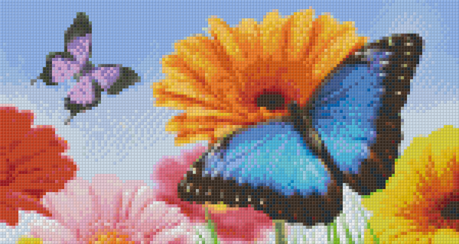 Pixelhobby Klassik Vorlage - Blumenfeld Schmetterling