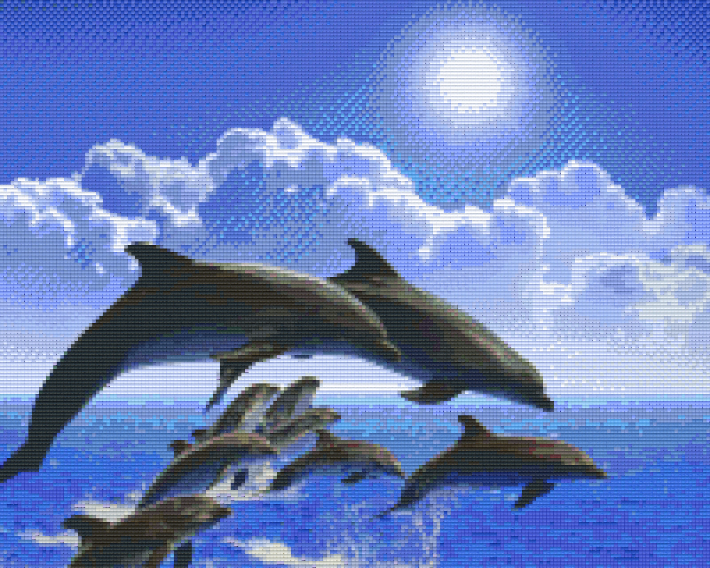 Pixelhobby Klassik Vorlage - Delfinherde
