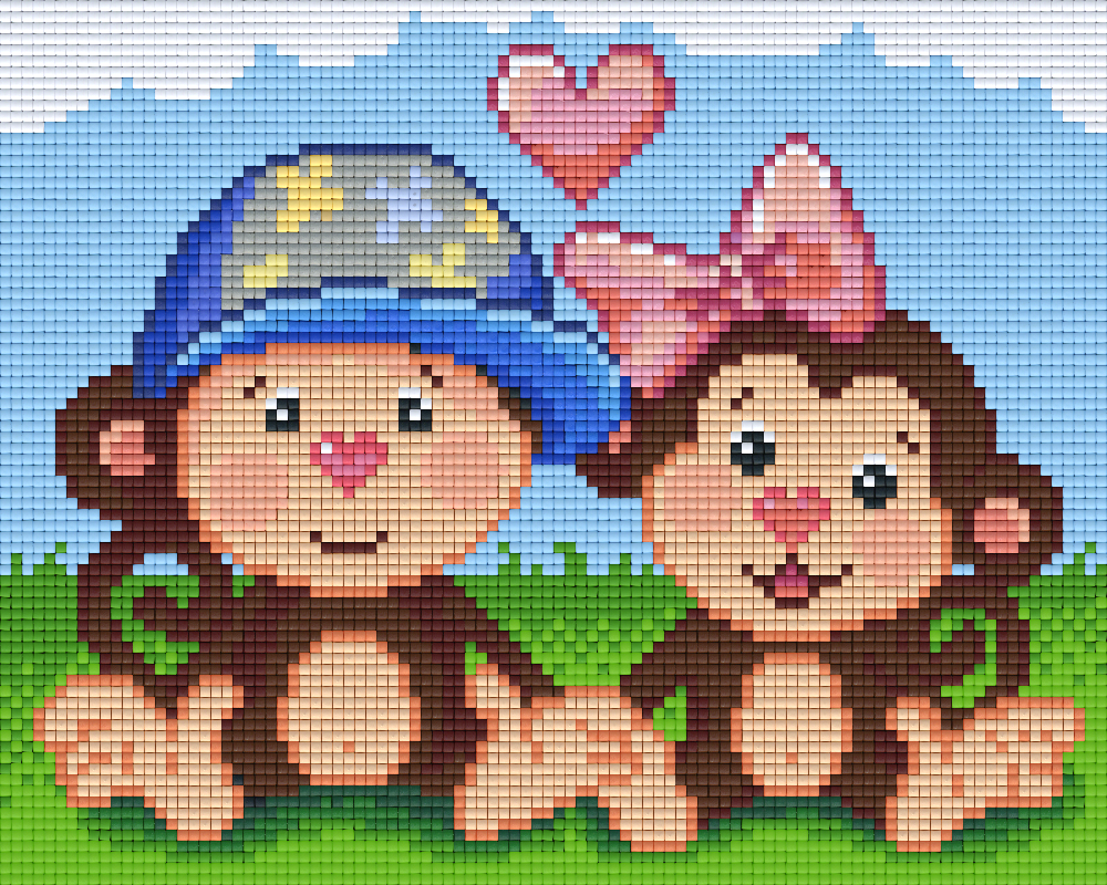 Pixelhobby Klassik Vorlage - Affenpäarchen