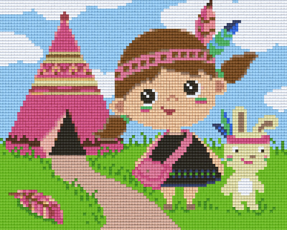 Pixelhobby Klassik Vorlage - Indianermädchen mit Tippi