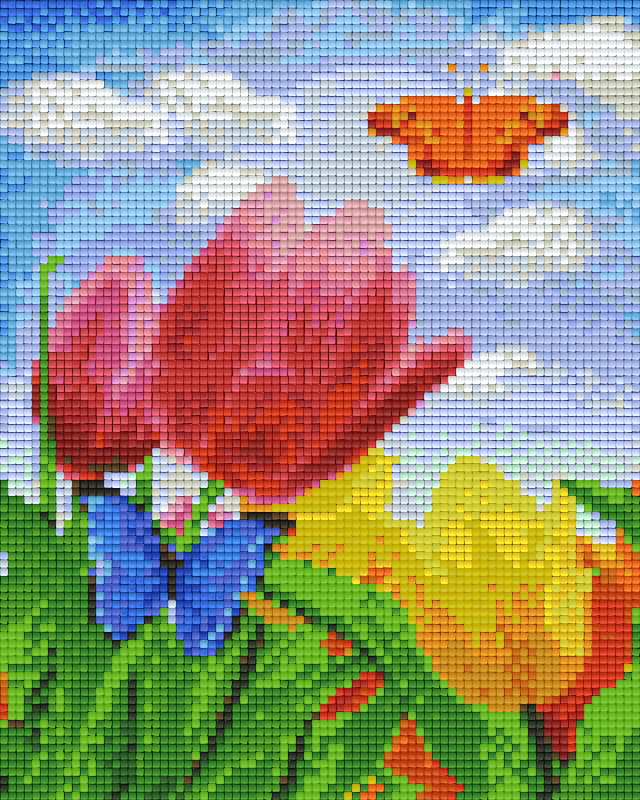 Pixelhobby Klassik Vorlage - Tulpen & Schmetterling