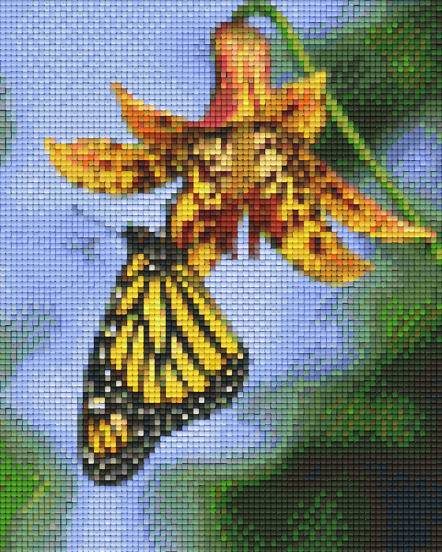 Pixelhobby Klassik Vorlage - gelber Schmetterling auf Bulmen