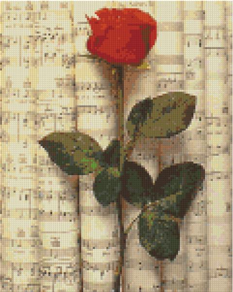 Pixelhobby Klassik Vorlage - Rote Rose auf Noten