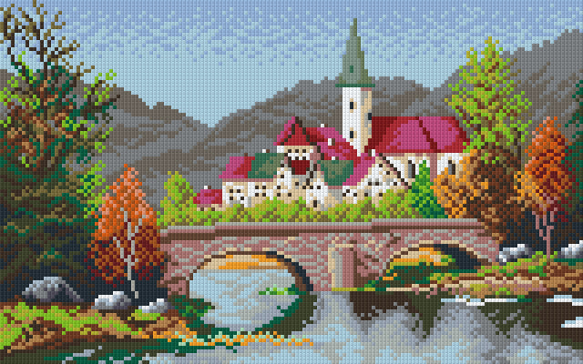 Pixelhobby Klassik Vorlage - German Village on an River