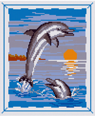 Pixelhobby Klassik Vorlage - Dolphins Play