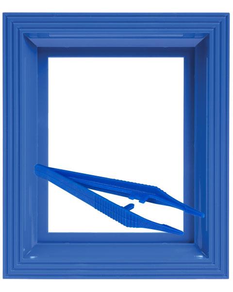 Rahmen signalblau & Kunststoffpinzette ALT #bilderrahmen_signalblau
