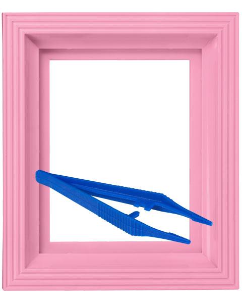 Rahmen rosa & Kunststoffpinzette ALT #bilderrahmen_rosa