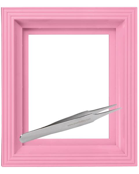 Rahmen rosa & Pinzette gerade ALT #bilderrahmen_rosa