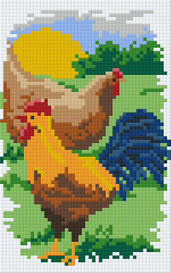Pixelhobby Klassik Vorlage - Bauernhof Hühner