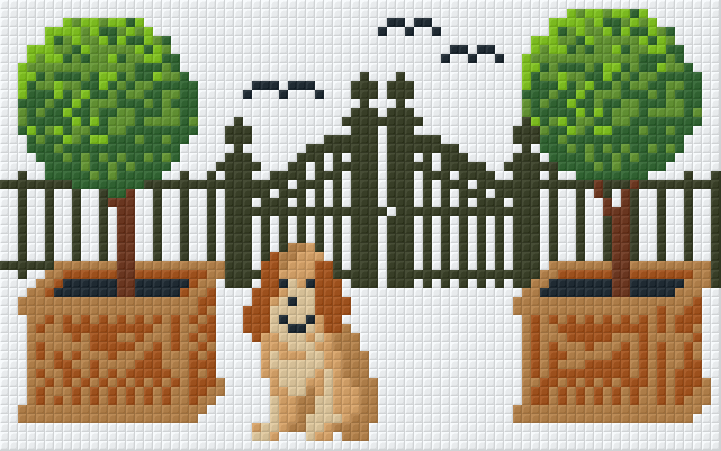 Pixelhobby Klassik Vorlage - Hund vorm Tor