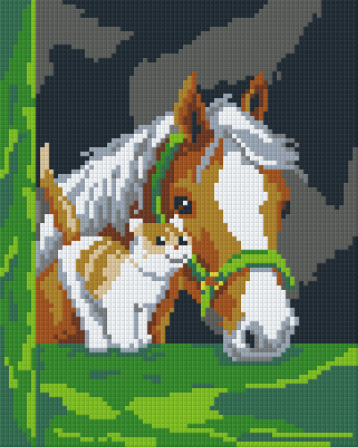 Pixelhobby Klassik Vorlage - Pferd mit Katze