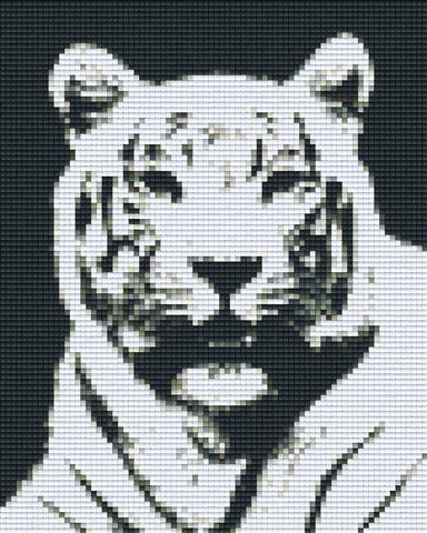 Pixelhobby Klassik Vorlage - Tiger in schwarz/weiß
