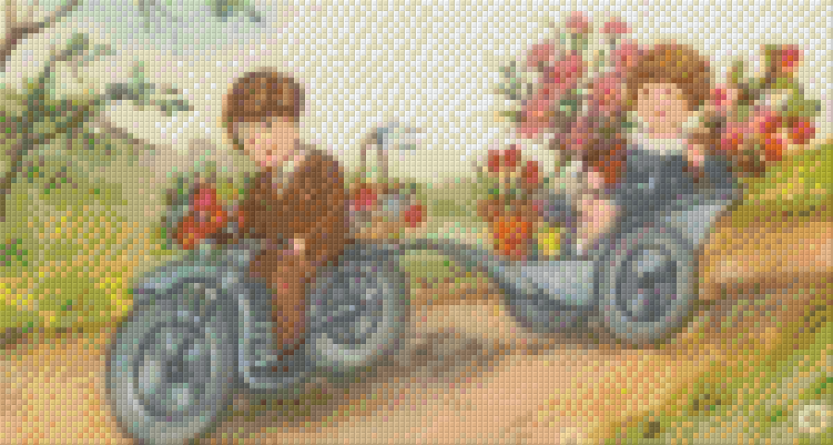 Pixelhobby Klassik Vorlage - Auf dem Motorrad