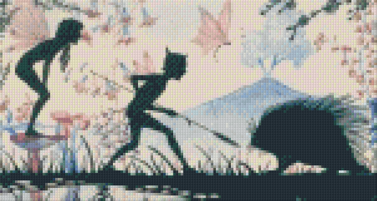Pixel hobby classic template - silhouette battle with hedgehog