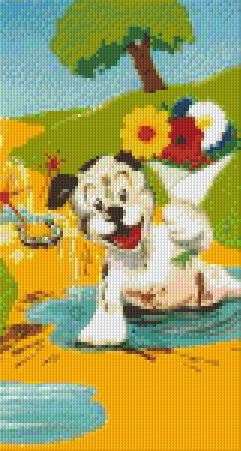 Pixelhobby Klassik Vorlage - Hund mit Blumen