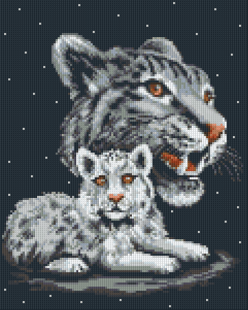 Pixelhobby Klassik Vorlage - Weiße Tiger