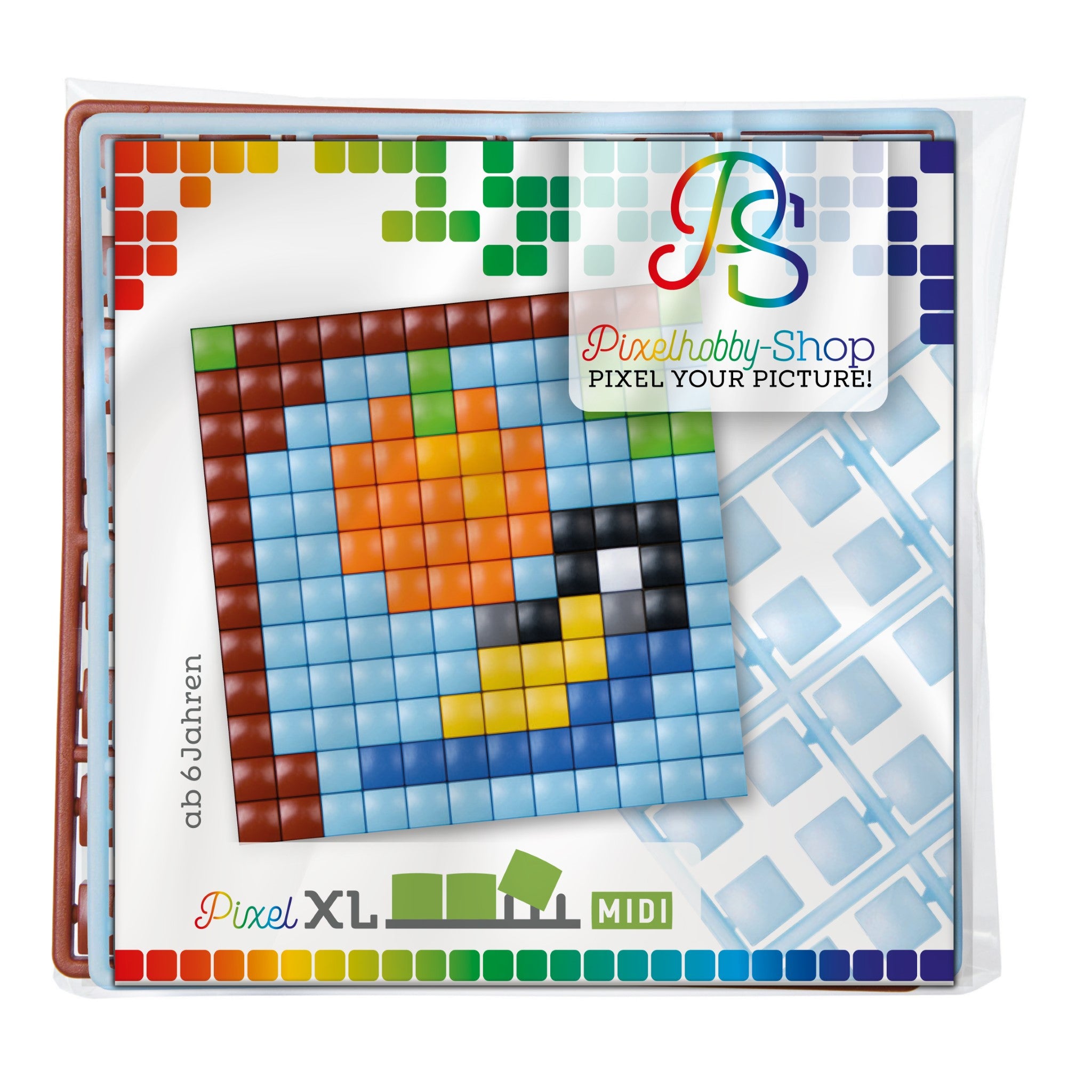 Pixelhobby XL (Midi) Magnet Set - Papagei beim Futtern