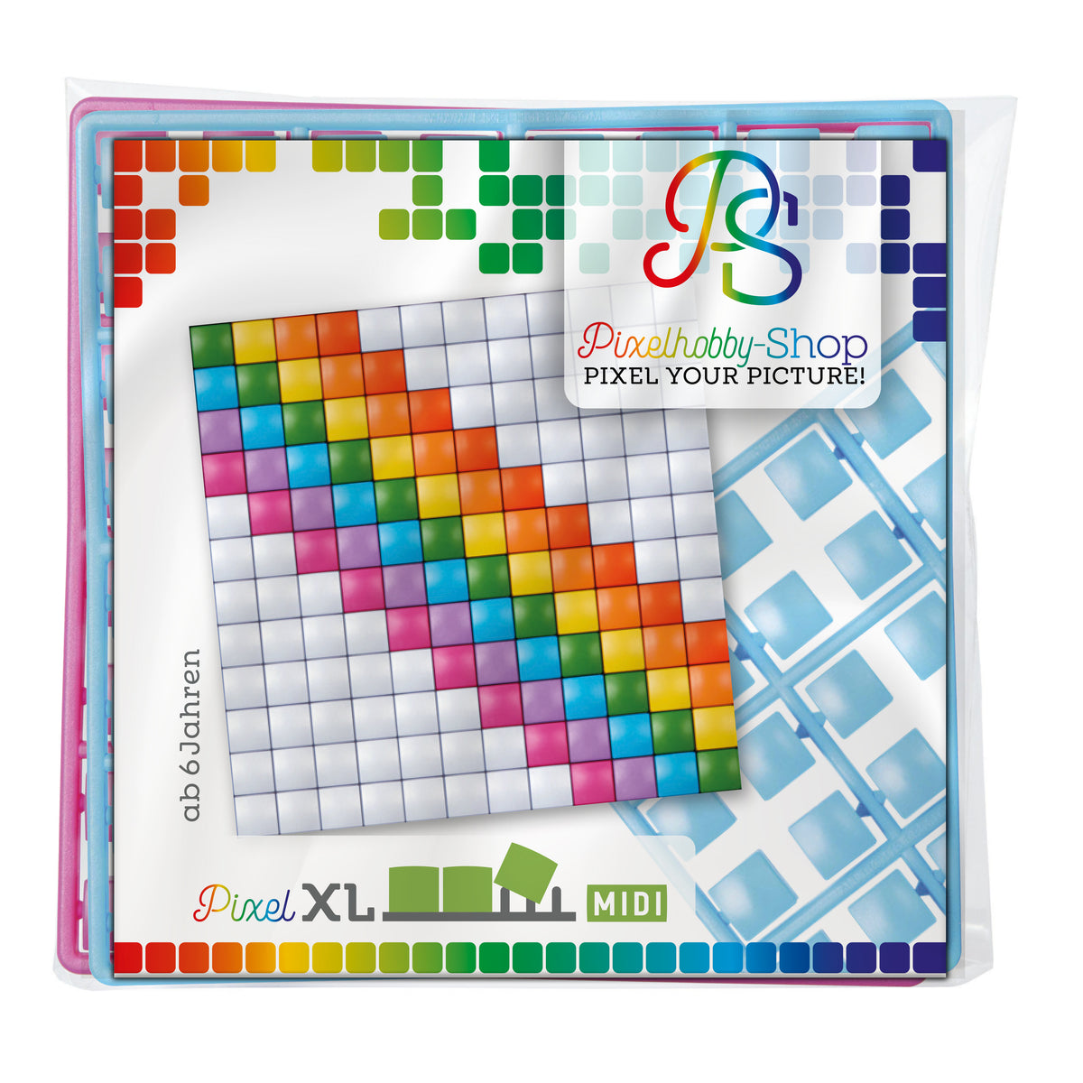 Pixelhobby XL (Midi) Magnet Set - Regenbogen diagonal