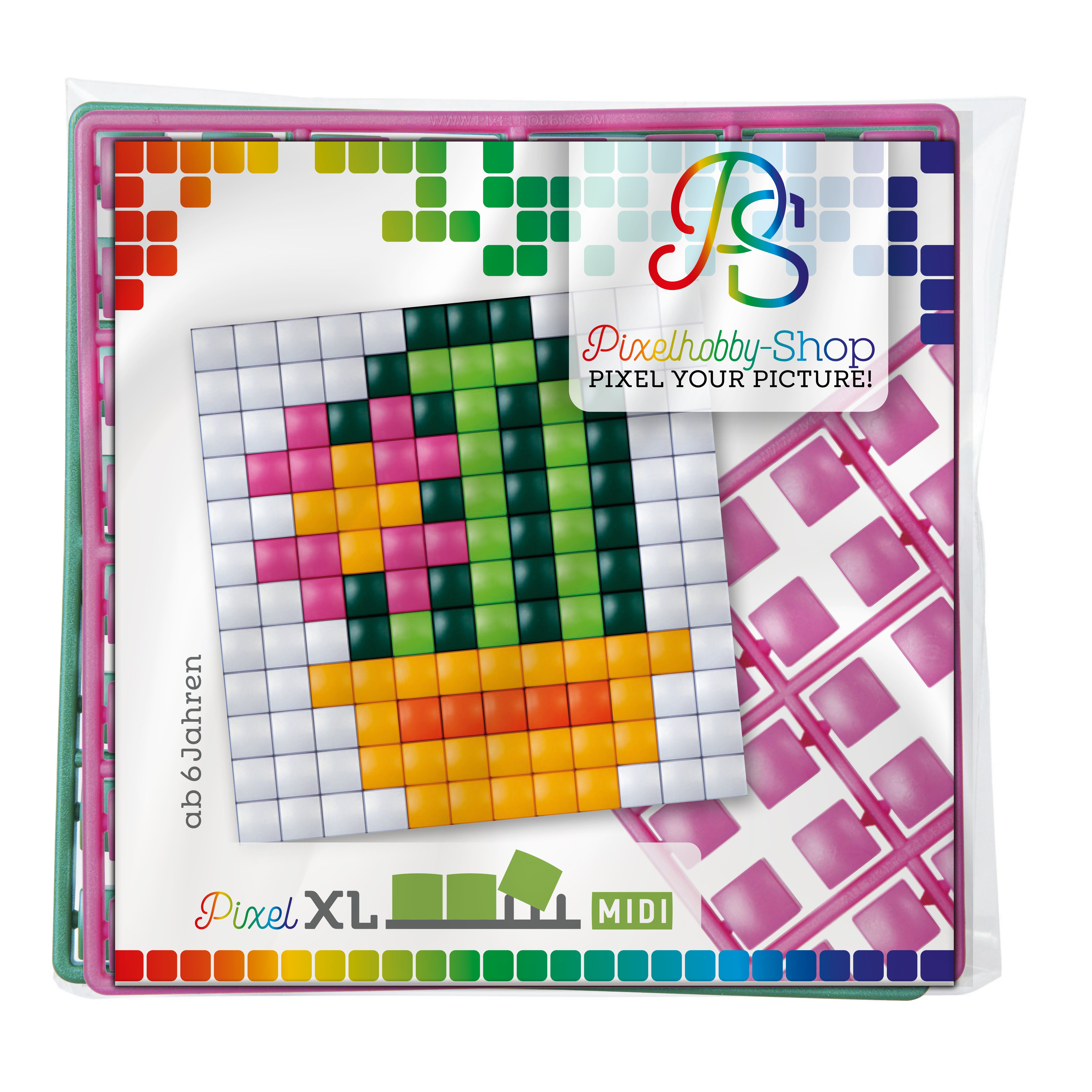 Pixelhobby XL (Midi) Magnet Set - Kaktus mit Blüte