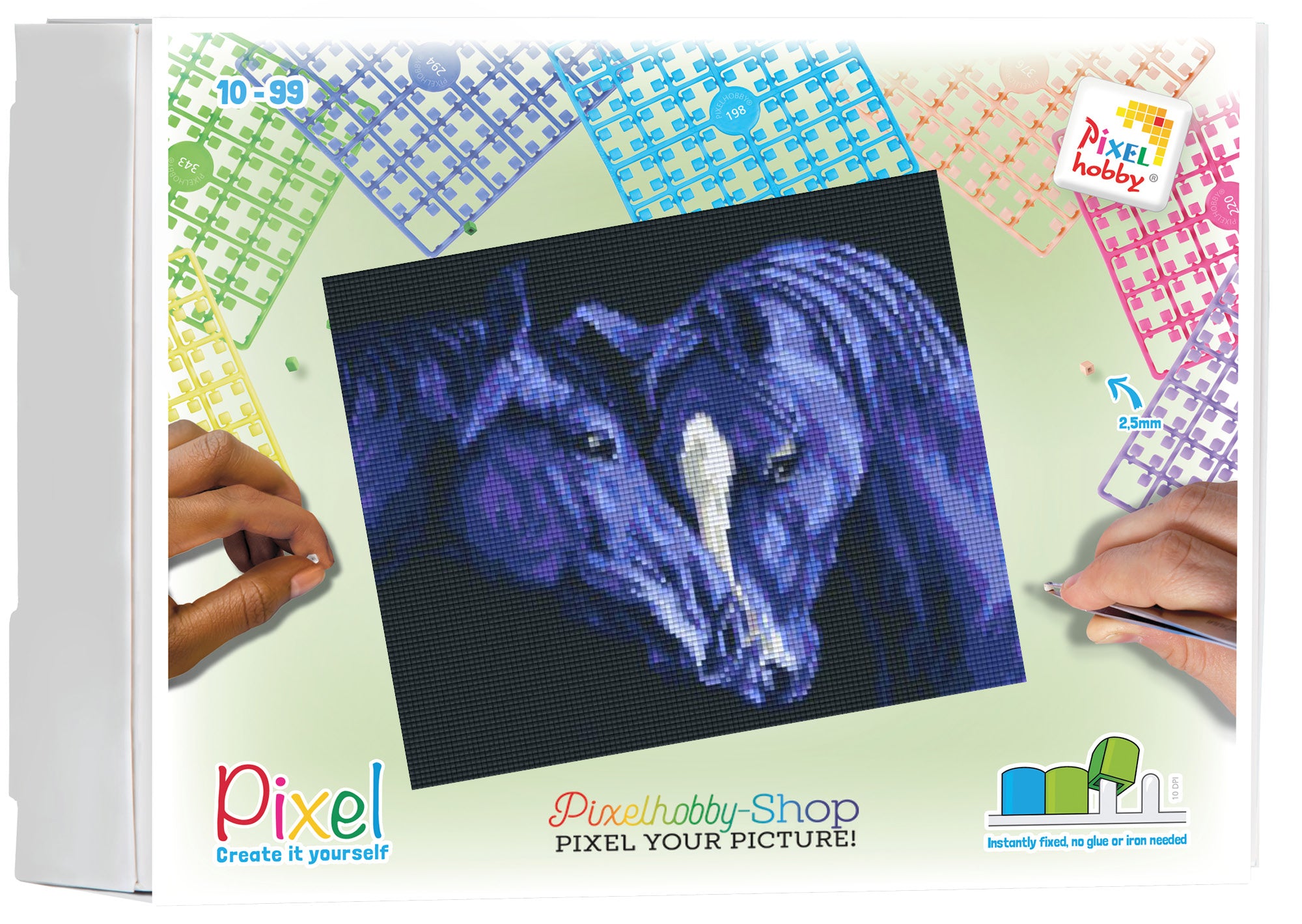 Pixelhobby Klassik Set - Zwei Pferde blau
