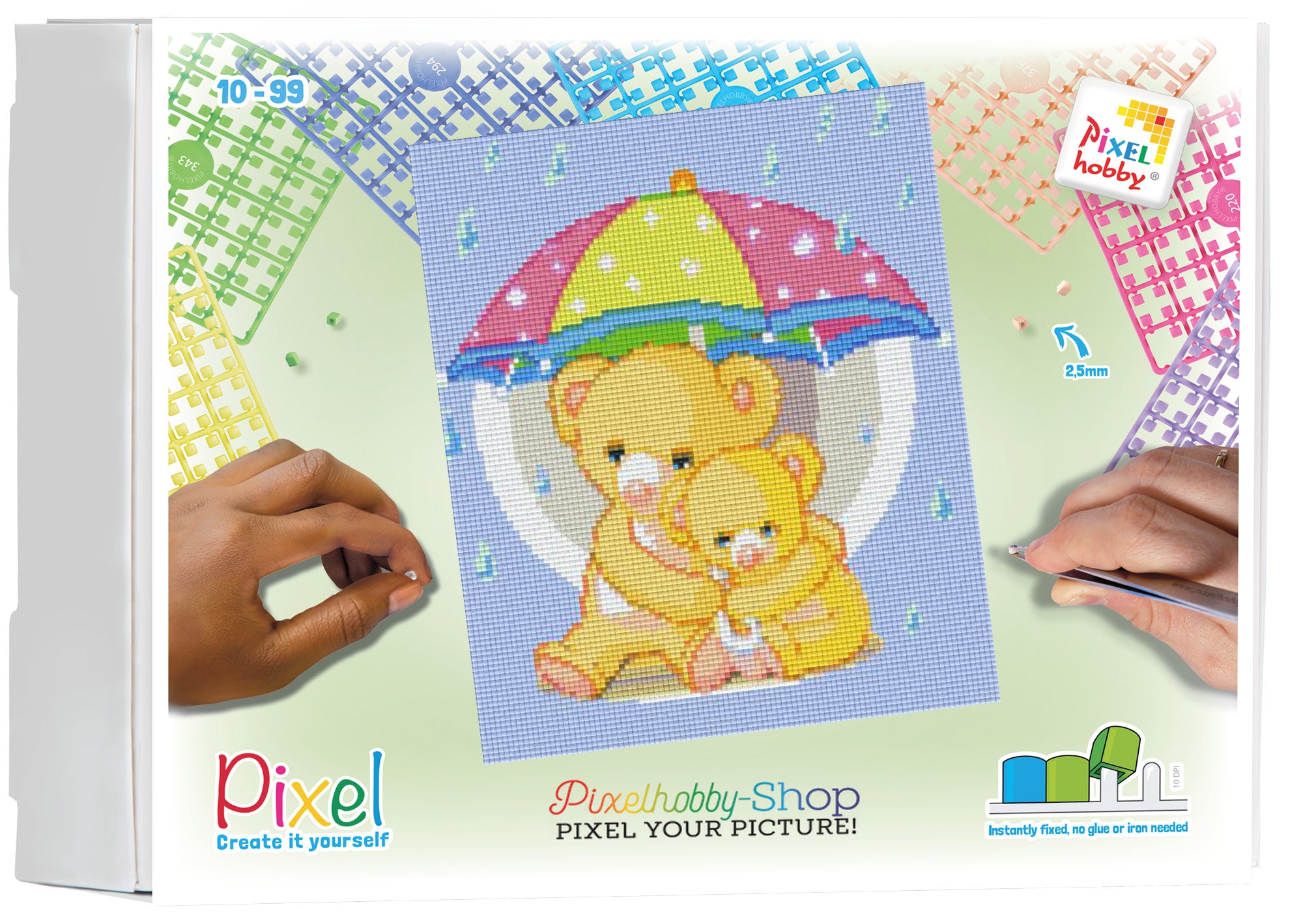 Pixelhobby Klassik Set - Teddybären unter Regenschirm