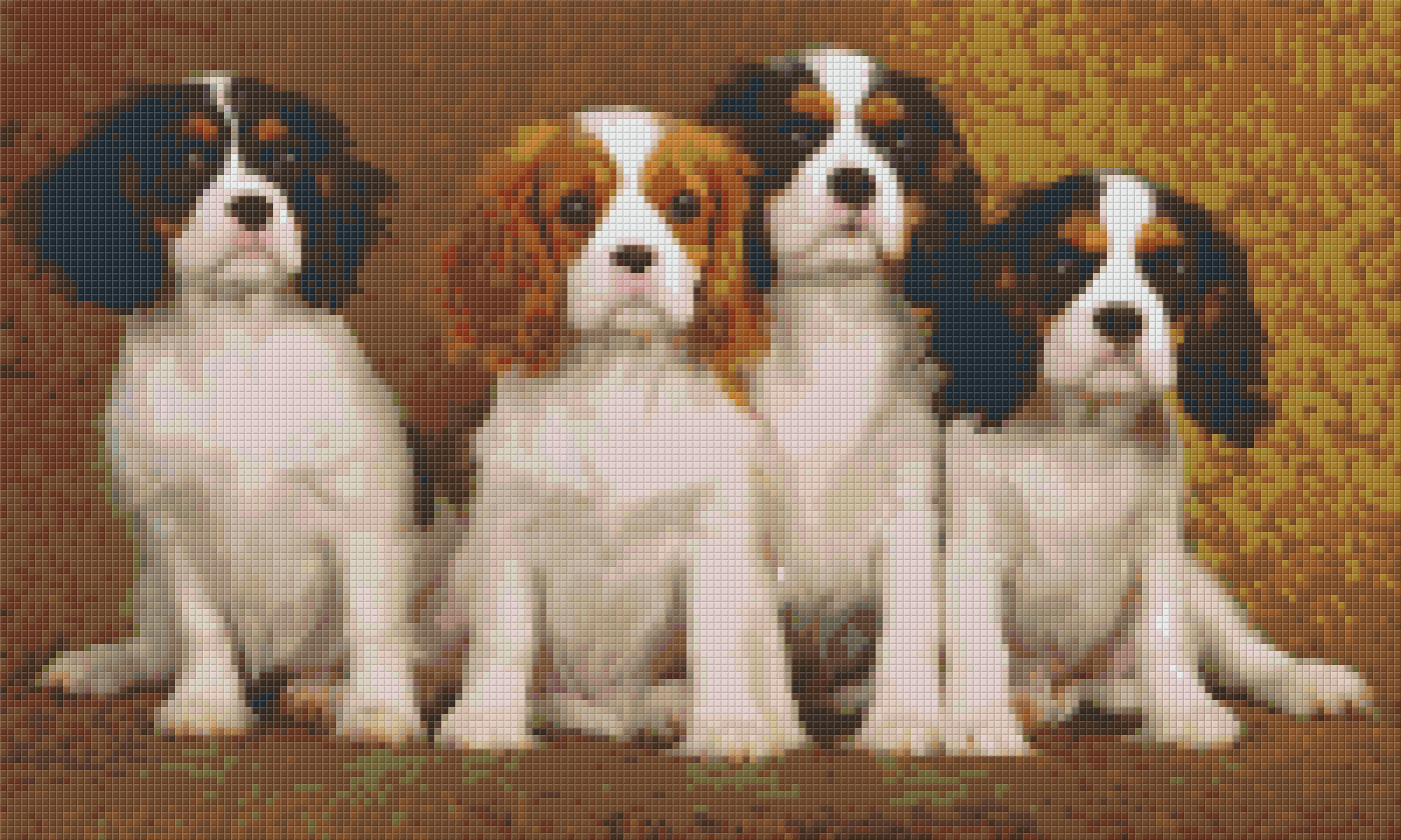 Pixelhobby Klassik Vorlage - Vier Cavalier King Charles