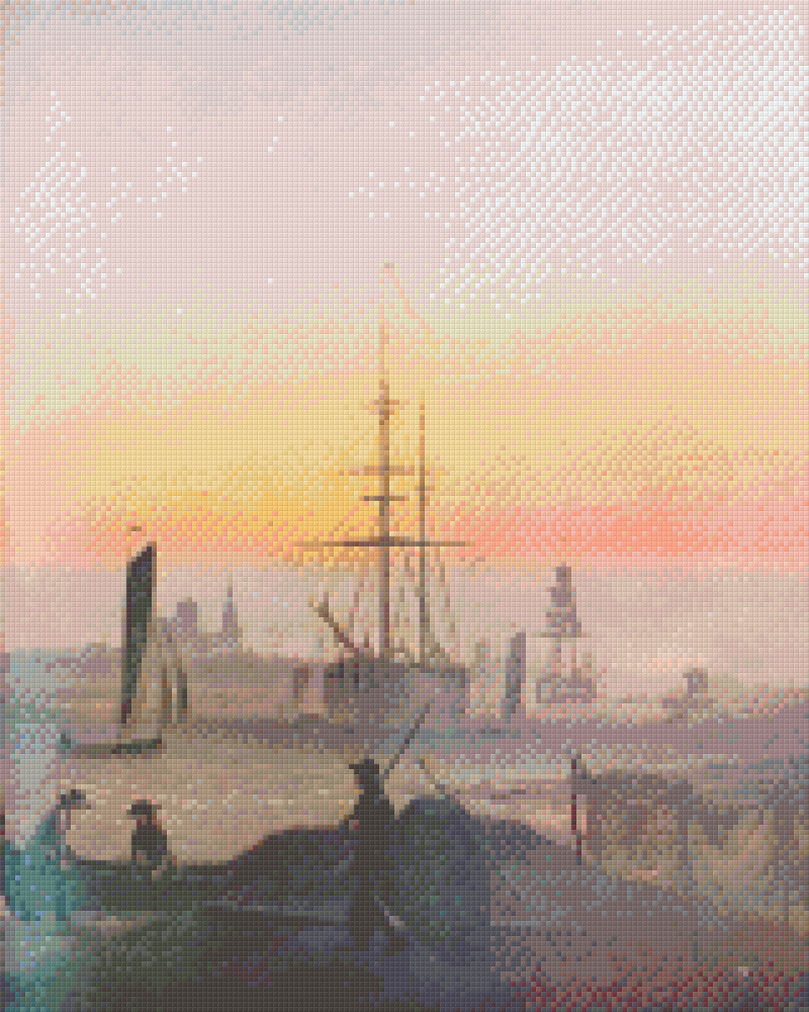 Pixelhobby Klassik Vorlage - Caspar David Friedrich - Schiffe im Hafen