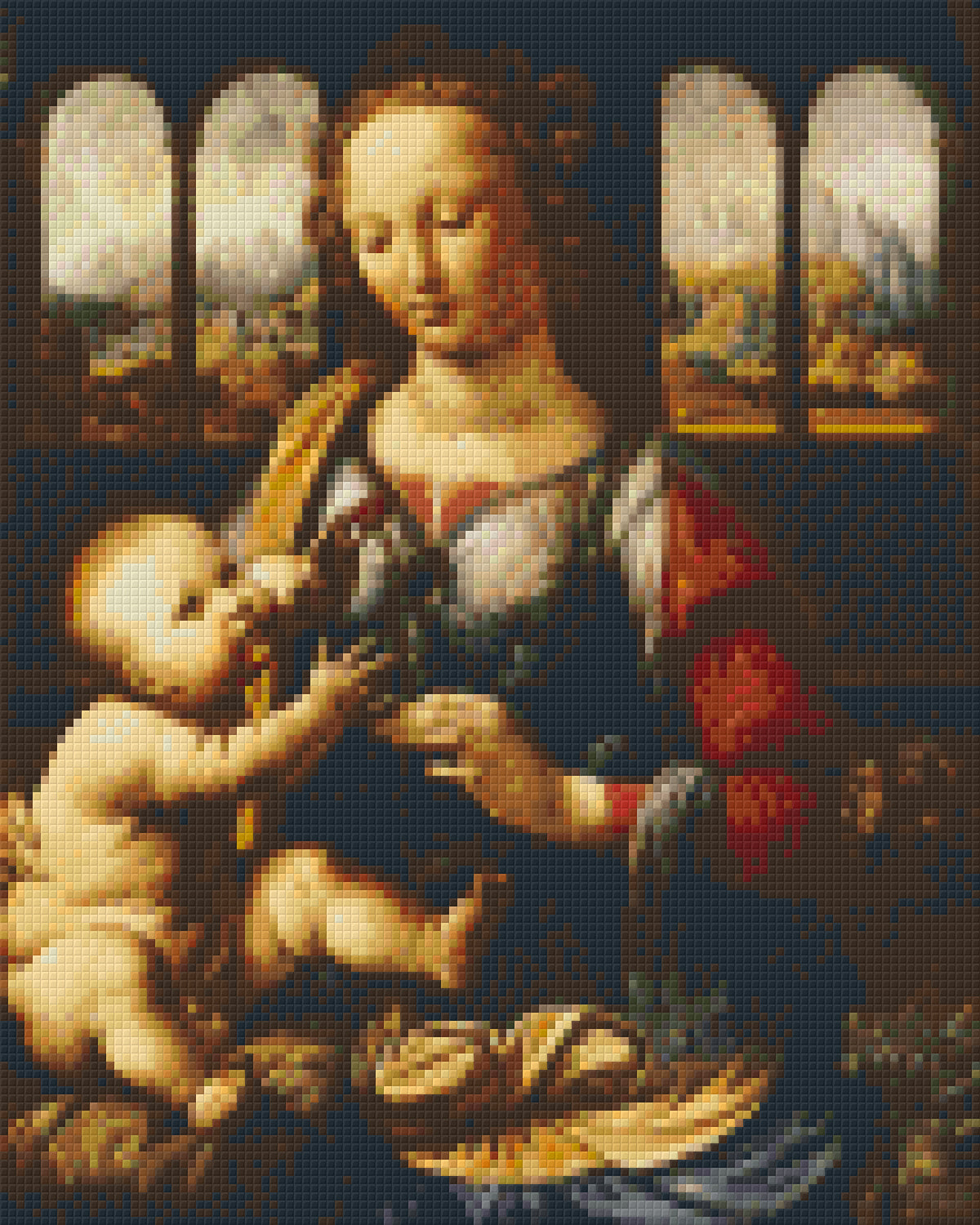 Pixelhobby Klassik Vorlage - Leonardo da Vinci - Madonna & Nelke